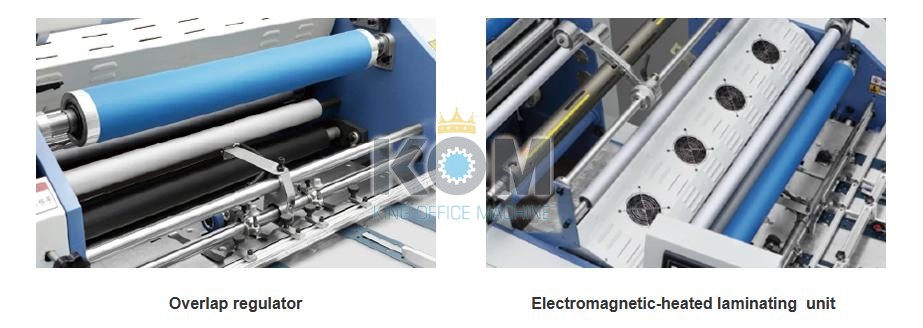 Máy cán màng in nhanh tự động khổ 54x78 (cán offset) 4 Bộ điều chỉnh chồng chéo và bộ phận gia nhiệt từ