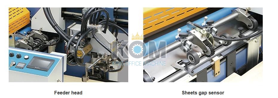 Máy cán màng in nhanh tự động khổ 54x78 (cán offset) 3 Đầu nạp giấy và cảm biến khe hở, cài đặt chồng giấy
